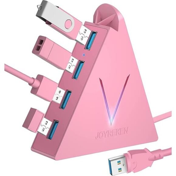 4-Port USB 3.0 Hub, FlyingVHUB Vertical Data USB Hub with 2 ft Extended Cable - Picture 1 of 7